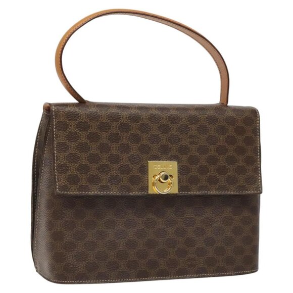 CELINE Macadam Canvas Hand Bag PVC Leather Brown - Picture 1 of 16
